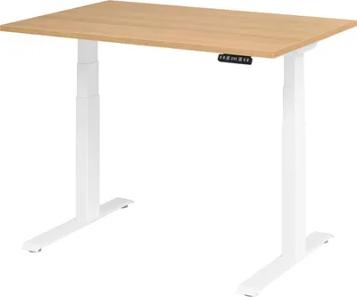 Obrázok produktu pre Hammerbacher Elektricky výškovo nastaviteľný písací stôl 120 x 80 cm dub/biela