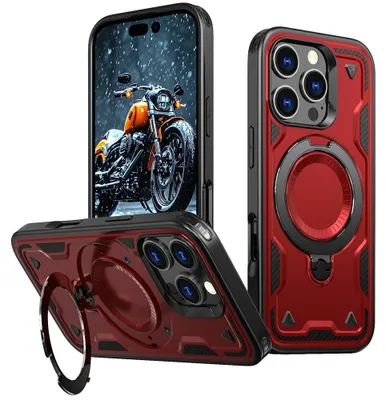 Produktbild von iPhone 16 Pro Hülle - Coverup Armor Back Cover met MagSafe Compatible Kickstand - Rot