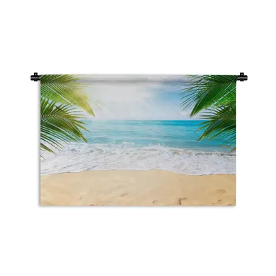 Produktbild von MuchoWow® Wandteppich Wandbehang Strand - Sand - Meer - Palme 90x60 cm Tapisserie Dekoration Wandtuch - Wandskulpturen - Bildteppich