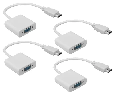 Image de Lot de 4 câbles adaptateurs HDMI mâle vers VGA femelle, convertisseur haute définition 1080p pour ordinateur portable
