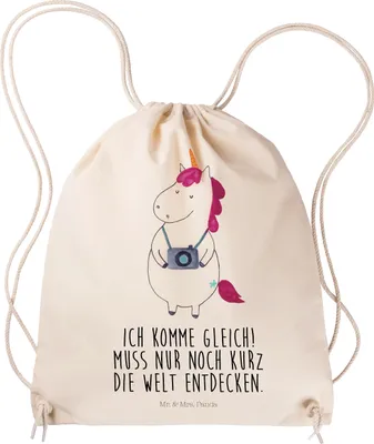 Produktbild von Mr. & Mrs. Panda gymnastiktasche Einhorn Fotograf - Transparent - Geschenk, Urlaub, Unicorn, Stoffbeutel, Reisen, wander rucksack, mit kordel, Kamera, Einhörner, Reise