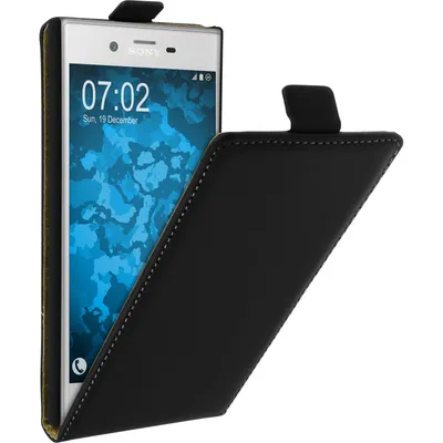 Produktbild von PhoneNatic Kunst-Lederhülle kompatibel mit Sony Xperia XZs - Flip-Case schwarz + 2 Schutzfolien