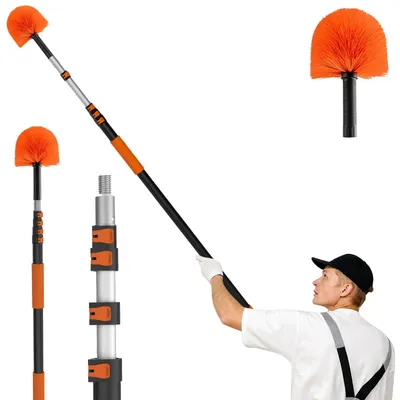 Wandreinigungs-Set, 9 m Teleskopstiel, 6-teilig, Mikrofaser, 180° Klappkopf