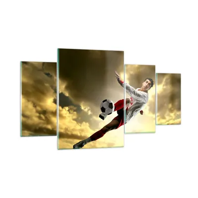 Produktbild von Bilder auf glas - Ball Junge Fußball Training - 160x90cm - Glasbilder - Wandbilder - Kunstdruck - zum Aufhängen bereit - Wanddekoration aus Glas - Glas Bilder - Wandbild auf Glas - GDL160x90-2106