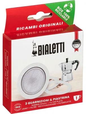 Produktbild von Bialetti Ricambi 3 Ersatz- dichtungen +1 Filter 1 Tasse
