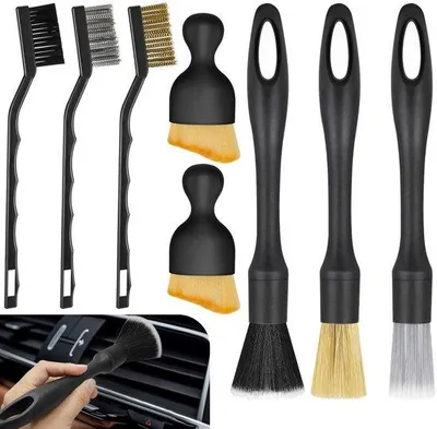 Obrázek produktu pro Sada měkkých kartáčů na čištění auta, 8 kusů, pro interiér a těžko přístupná místa