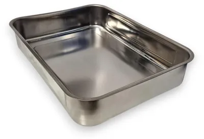 Zdjęcie produktu dla Głęboka patelnia ze stali nierdzewnej – prostokątna forma do pieczenia z wysokimi brzegami (36,5 x 26,5 x 6,5 cm)