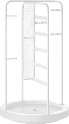 Produktbild von Famanu Schmuckständer mit drehbarem Halter - 4 separate Bereiche - Metallrahmen - Schmuckaufbewahrung für Halsketten, Armbänder, Ohrringe, Ringe -