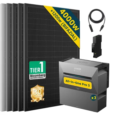 Produktbild von ALLDREI Balkonkraftwerke mit Speicher Anker Solix Solarbank 3 E2700 Pro & BP2700x3,Komplettset mit 8x500W Bifazialer Solarpanel & Smarten Zähler