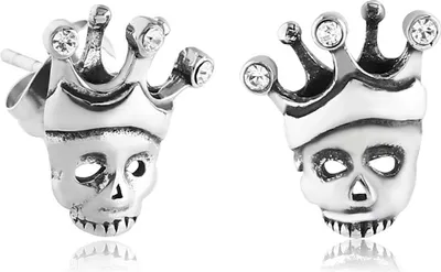 Produktbild von viva-adorno 1 Paar Edelstahl Damen und Herren Ohrringe Ohrstecker Totenköpfe mit Zirkonia Krone Z495.D5