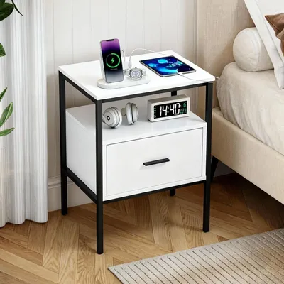 Produktbild von Nachttisch Sofatisch Couchtisch Nachtschrank Nachtkonsole Nachtkommode Bett Kommode mit Schublade für Wohnzimmer Schlafzimmer