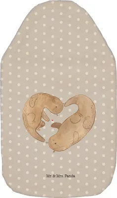 Produktbild von Mr. & Mrs. Panda Wärmflasche Otter Herz - Grau Pastell - Geschenk, wärmebeutel, naturkautschuk, warmwasserflasche, Liebe, Wärmflaschen, Wärmekissen