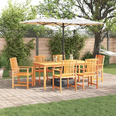 Image de Ensemble de jardin en bois d'acacia massif, couleur marron, comprenant 7 pièces