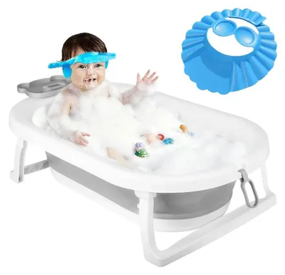 Obrázok produktu pre Skladacie detské vaničky, ekologický materiál, integrovaný teplomer, medvedík