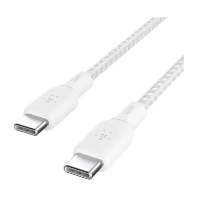 Productafbeelding van Belkin gevlochten USB-C naar USB-C kabel, 100W, 2 meter, wit - CAB014bt2MWH