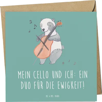 Produktbild von Mr. & Mrs. Panda Grußkarte Cello Duo - Meeresbrise - Geschenk, doppelkarte, Cellist, Musikinstrument, anlasskarte, Musik, Solo, Musiker, Klassische, Instrument, faltkarte