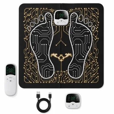 Produktbild von EMS Fußmassagegerät mit Display, elektrisches Fußmassagepad mit Impulsmassage, 10 Massagemodi, 30 Intensitätsstufen,Förderung der Durchblutung