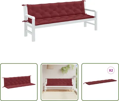Produktbild von The Living Store Gartenbank-Auflagen 2 Stk. Melange Weinrot 200x50x7 cm Stoff