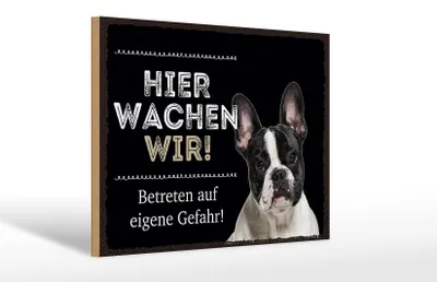 Produktbild von Holzschild Hinweis Hund hier wachen eigene Gefahr, 30x20 cm, Holzschilder Tiere Achtung