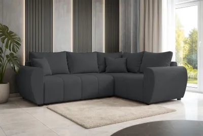 Produktbild von AX LIVING Malatya L Ecksofa mit Schlaffunktion Sofa Dunkelgrau 235cm R