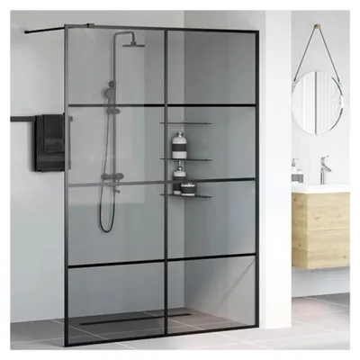 Produktbild von Walk-in Duschwand Schwarz 140 x 195 cm aus gehärtetem Glas
