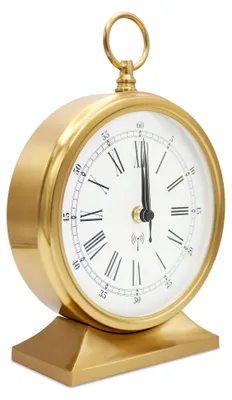 Tisch-Zakklok, radiogestuurd, 19 cm, römische Ziffern, Retro-Design