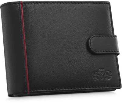 Produktbild von Zagatto Schwarz mit Rot Horizontale Herren-Geldbörse aus Leder Druckknopf ZG-N992L-F16 RFID SCHUTZ Kartenschutz Sicher Münzfach Qualität Ledergeldbörse Portemonnaies