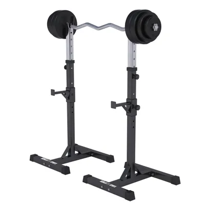 Produktbild von GORILLA SPORTS® Langhantelablage - mit Hantelset 35kg, SZ Curlstange 120cm, 6-fach und 14-fach höhenverstellbar, bis 500kg, aus Stahl - Hantelständer, Kniebeugenständer, Squat Rack, Langhantelständer