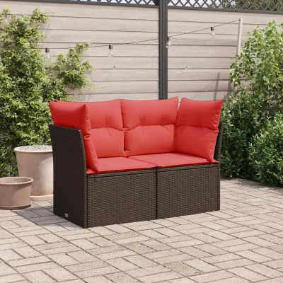 Immagine prodotto di vidaXL Divano da giardino con cuscini 2 posti in polirattan marrone
