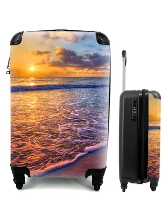 Produktbild von MuchoWow® Koffer Handgepäck Trolley Rollkoffer Kleine Reisekoffer mit 4 Rollen - Meer - Strand - Sonnenuntergang - Wolken - Horizont - Cabin Size < 55x40x23 cm & 55x40x20 cm - Fotokoffer - Kabinenkoffer - Boardgepäck - Reise-Box - Reisekoffer - Reisegepäck - Koffer mit Bild - Trolley für Kinder