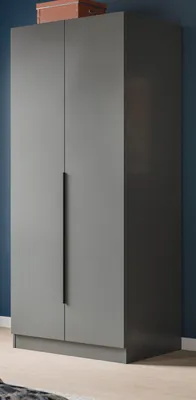 Produktbild von Kleiderschrank "Swan" in grau Drehtürenschrank 2-türig 80 x 181 cm