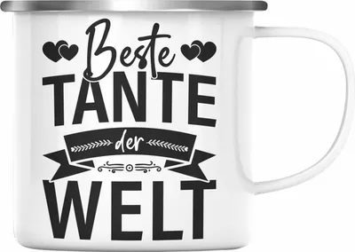Produktbild von Trendation - Beste Tante Der Welt Emaille Tasse Geschenkidee Lustig Spruch Lieblingstante Geschenke (Silber)
