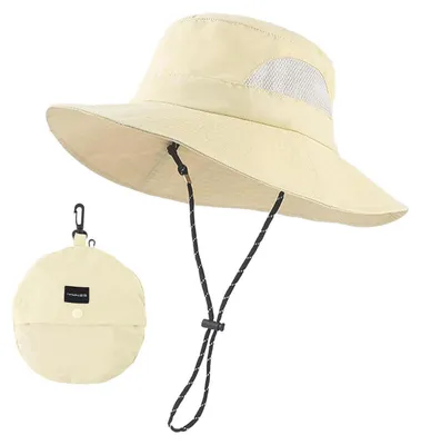 Productafbeelding van Sonnenhut voor dames, beige, opvouwbaar, waterdicht, UV-bescherming, UPF 50+