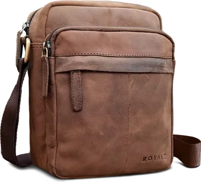 Produktbild von ROYALZ Echtleder Umhängetasche Herren Leder klein "Phoenix" moderne Vintage Schultertasche für Männer Ledertasche im kompakten Design Messenger Bag Seitentasche Crossbody