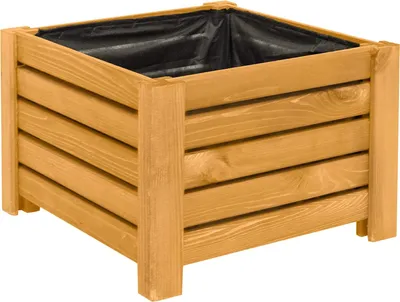 Produktbild von BOGATECO Pflanzkasten Pflanzkübel aus Holz | Blumen-Topf Perfekt für Garten | Imprägniert | Mit Agro-Textil | 38 x 38 x 25 cm | Hellbraun