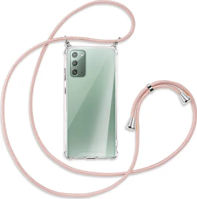 Produktbild von Handykette Backcover-Schutzhülle mit Band (Metall silberfarben) für Samsung Galaxy Note20 4G/5G - roségold