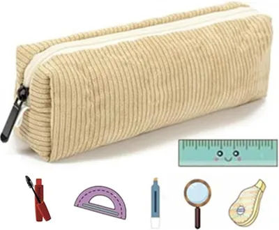 Image de Étui de rangement en tissu cordé, grande capacité, 1 pièce, idéal pour l'école et le bureau