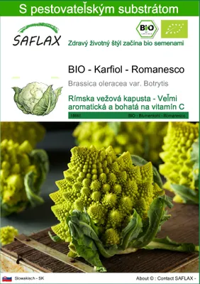 Obrázok produktu pre SAFLAX - BIO - Karfiol - Romanesco - Brassica oleracea var. Botrytis - 50 Semená - S pestovateľským substrátom bez klíčkov
