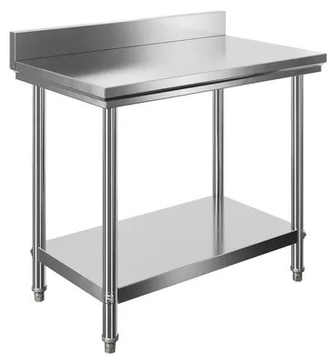 Produktbild von Wiltec Edelstahl Tisch Arbeitstisch Edelstahltisch mit Aufkantung 100x60x85cm für Gastro Küche Werkstatt Garten Keller mit höhenverstellbare Füßen