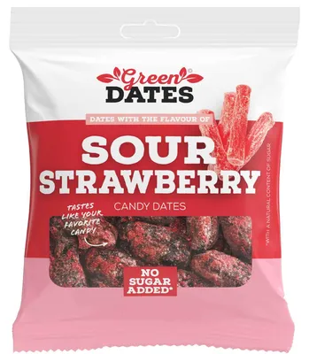 Produktbild von Green Dates Sour Strawberry 90g