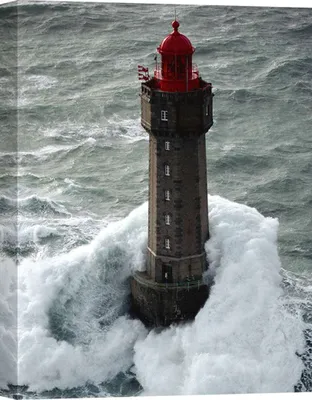 Immagine prodotto di Fotografia Faro in tempesta - Stampa d'arte su tela - Jean Guichard, La Jument - 60x40 cm
