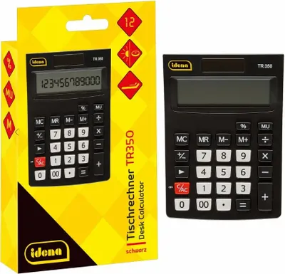 Obrázok produktu pre Idena vrecková kalkulačka TR350 solar čierna 12-miestny displej