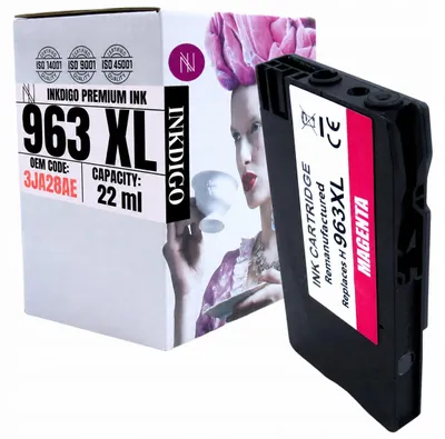 Produktbild von Inkdigo Tinte 963XL für HP OfficeJet Pro 9010, 9010e, 9012e, 9013 – Magenta, 22 ml,, KI-generiertes Bild