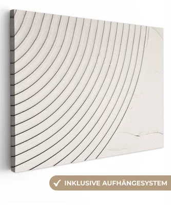 Produktbild von MuchoWow® - Leinwandbilder - Kunst - Weiß - Linien - Abstrakt, Wandbild, Wanddeko Bilder Wohnzimmer, 120x90 cm