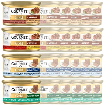 Produktbild von Purina Gourmet Gold Nassfutter für Katzen Casserole in Soße, Mousse, Pastete Mix 24x85g