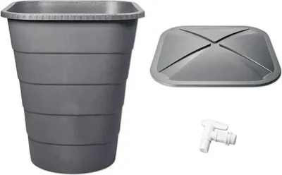 Produktbild von Regentonne GARANTIA BASICline Ibiza 300 l inklusive Deckel und Auslaufhahn grau