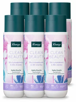 Imagen del producto de 6 unidades de gel de ducha Kneipp Clean Beauty, aroma de loto y jojoba, 200 ml cada uno. Paquete económico