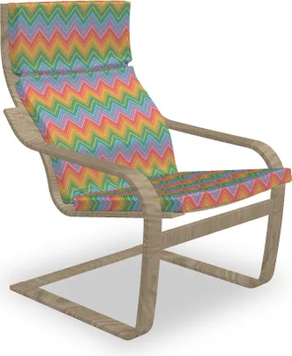 Produktbild von ABAKUHAUS Abstrakt Poäng Sessel Polster, Bunte Moderne Zickzacke, Sitzkissen mit Stuhlkissen mit Hakenschlaufe und Reißverschluss, Mehrfarbig