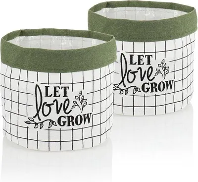 Productafbeelding van Drie delige mandenset - decoratieve stoffen opbergdozen met handvatten