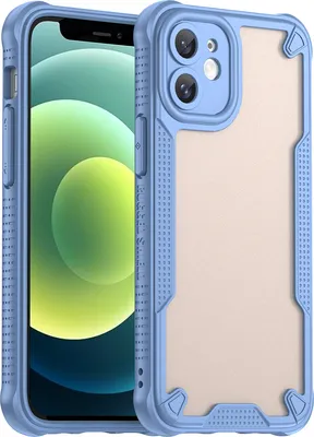 Immagine prodotto di Custodia protettiva per iPhone 12, retro traslucido opaco, custodia bumper in TPU Blu